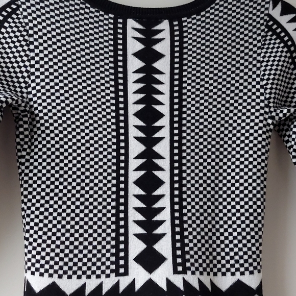 Nina Leonard Black & White Geo Print Dress XS - Picture 4 of 8